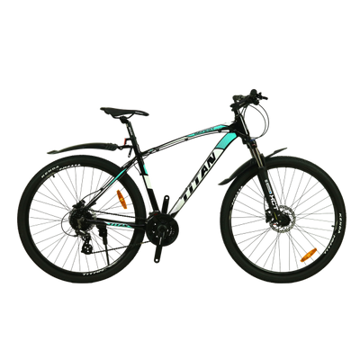 Гірський алюмінієвий велосипед Titan Gefest 2022 29" 20" Чорний-Білий-Бірюзовий 1583 фото