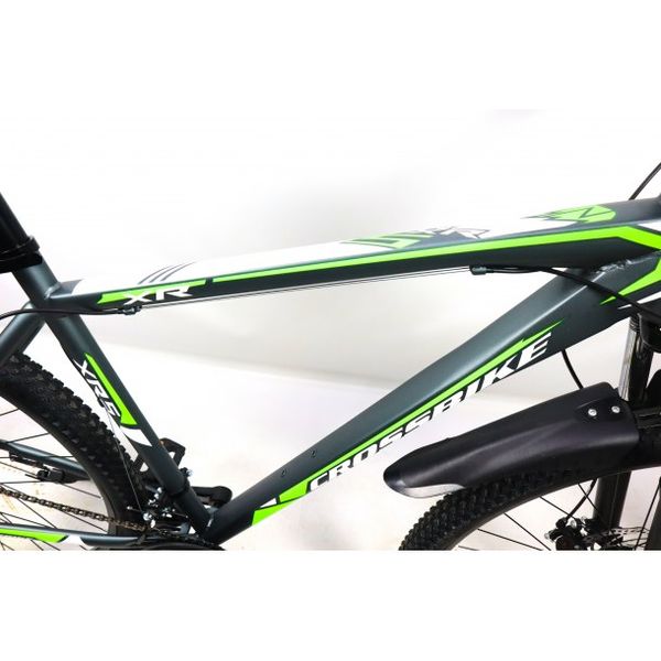 Гірський велосипед CrossBike Racer 27.5" 19" Сірий-Зелений 1233 фото
