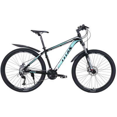 Гірський алюмінієвий велосипед Titan Germes 27.5"17" Чорний-Бірюзовий 704 фото