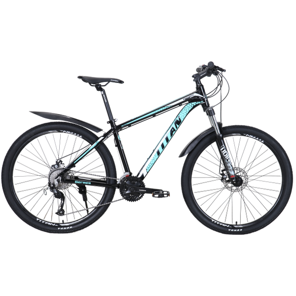 Гірський алюмінієвий велосипед Titan Germes 27.5"17" Чорний-Бірюзовий 704 фото